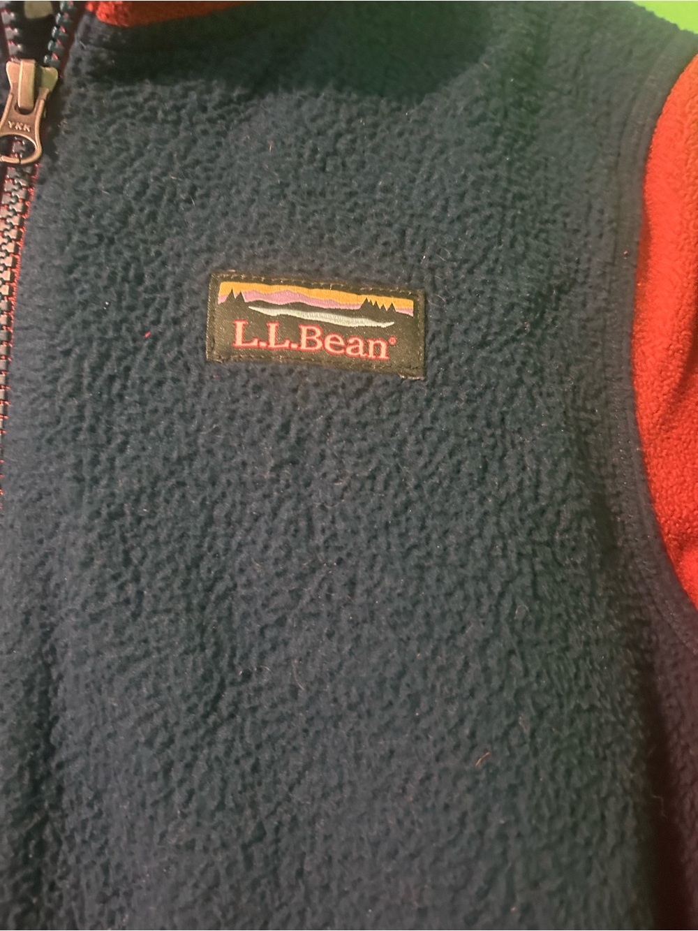 L.L. Bean Navy Blue and orange Sherpa Fleece jacket size small